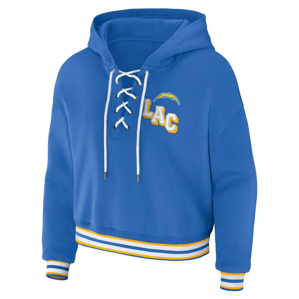 Los Angeles Chargers WEAR by Erin Andrews Women's Lace-Up Pullover Hoodie - Powder Blue - NFL