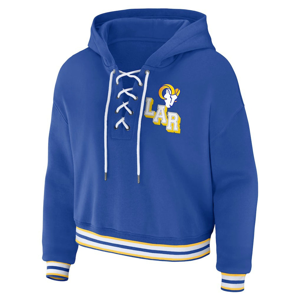 Los Angeles Rams WEAR by Erin Andrews Women's Lace-Up Pullover Hoodie - Royal - NFL