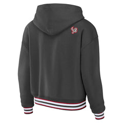 Tampa Bay Buccaneers WEAR by Erin Andrews Women's Lace-Up Pullover Hoodie - Pewter - NFL