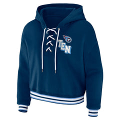 Tennessee Titans WEAR by Erin Andrews Women's Lace-Up Pullover Hoodie - Navy - NFL