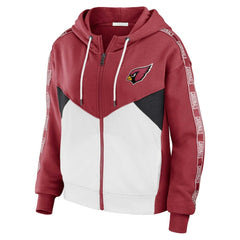 Arizona Cardinals WEAR by Erin Andrews Women's Color Block Light Weight Modest Crop Full-Zip Hoodie - Cardinal/White - NFL