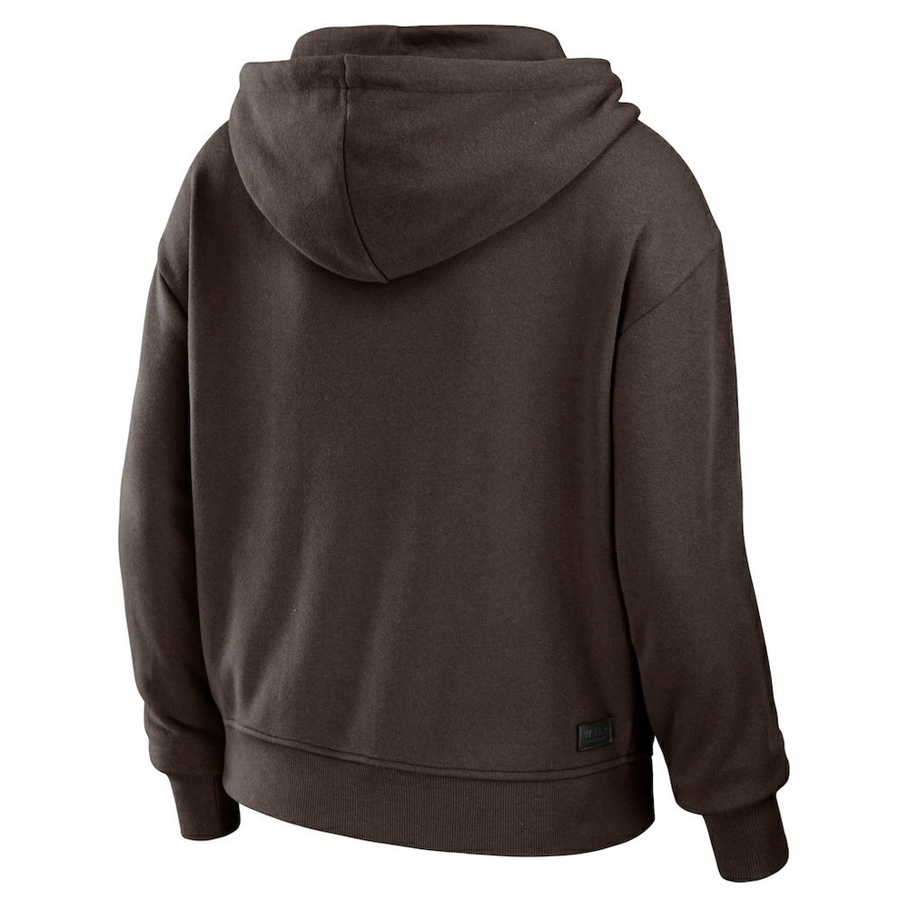Cleveland Browns WEAR by Erin Andrews Women's Color Block Light Weight Modest Crop Full-Zip Hoodie - Brown/White - NFL