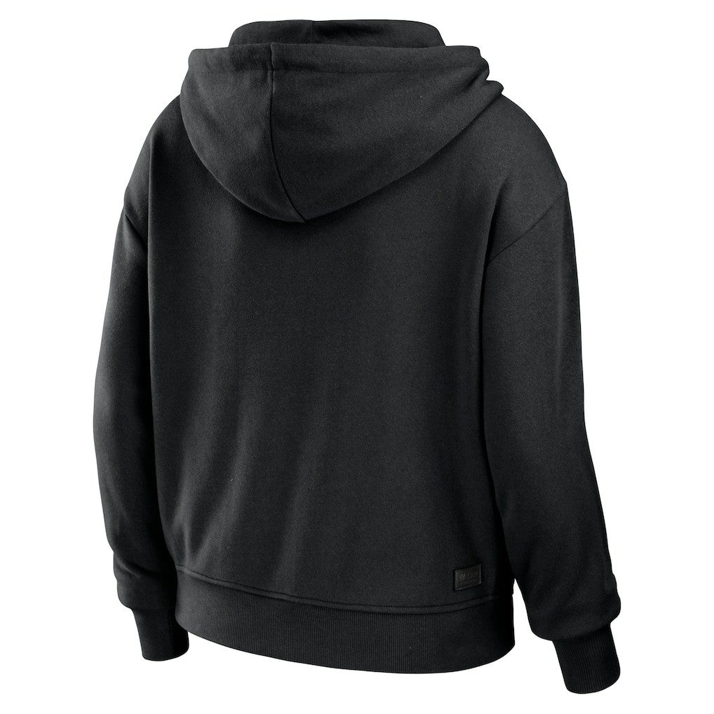 New Orleans Saints WEAR by Erin Andrews Women's Color Block Light Weight Modest Crop Full-Zip Hoodie - Black/White - NFL