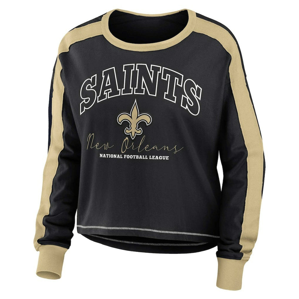 New Orleans Saints WEAR by Erin Andrews Women's Plus Size Colorblock Long Sleeve T-Shirt - Black - NFL