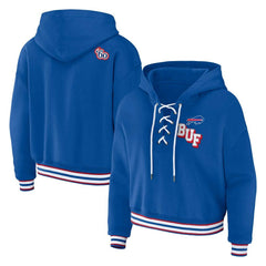 Buffalo Bills WEAR by Erin Andrews Women's Plus Size Lace-Up Pullover Hoodie - Royal - NFL