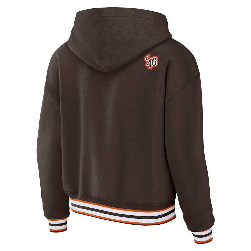 Cleveland Browns WEAR by Erin Andrews Women's Plus Size Lace-Up Pullover Hoodie - Brown - NFL