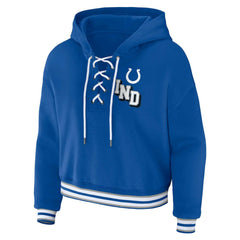 Indianapolis Colts WEAR by Erin Andrews Women's Plus Size Lace-Up Pullover Hoodie - Royal - NFL