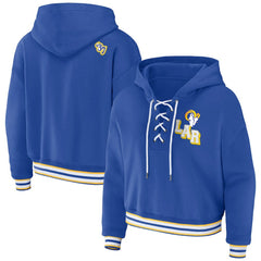 Los Angeles Rams WEAR by Erin Andrews Women's Plus Size Lace-Up Pullover Hoodie - Royal - NFL