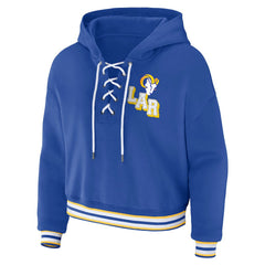 Los Angeles Rams WEAR by Erin Andrews Women's Plus Size Lace-Up Pullover Hoodie - Royal - NFL
