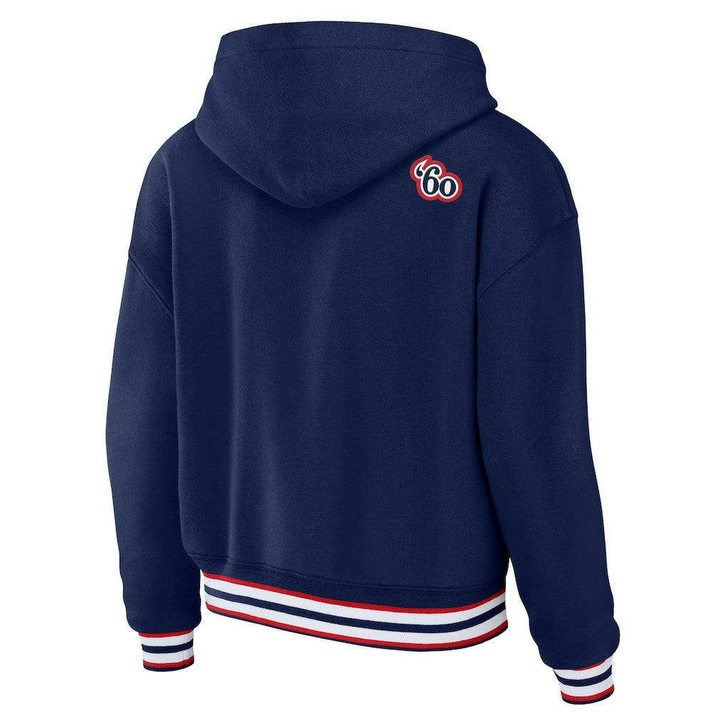 New England Patriots WEAR by Erin Andrews Women's Plus Size Lace-Up Pullover Hoodie - Navy - NFL