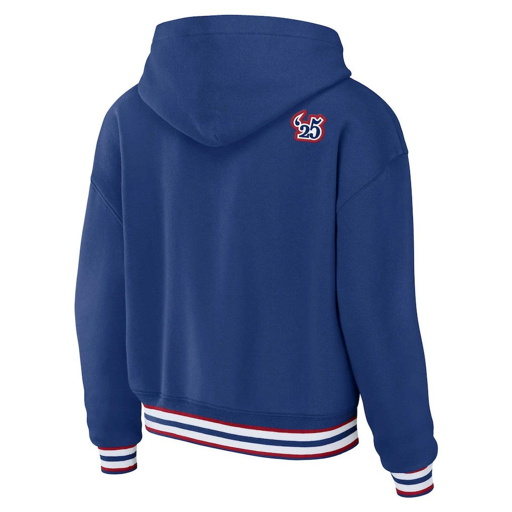 New York Giants WEAR by Erin Andrews Women's Plus Size Lace-Up Pullover Hoodie - Royal - NFL