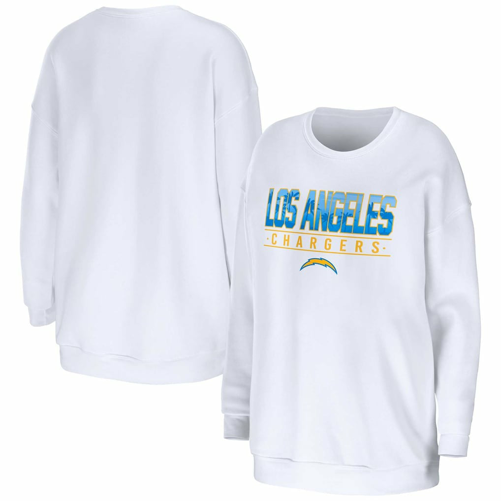 Los Angeles Chargers WEAR by Erin Andrews Women's Domestic Pullover Sweatshirt - White - NFL