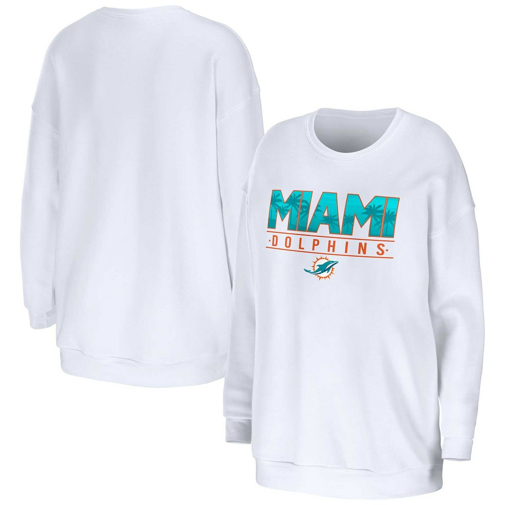 Miami Dolphins WEAR by Erin Andrews Women's Domestic Pullover Sweatshirt - White - NFL
