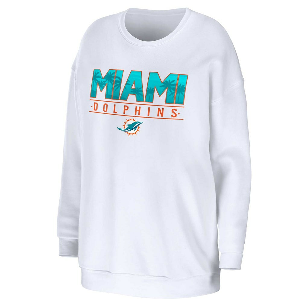 Miami Dolphins WEAR by Erin Andrews Women's Domestic Pullover Sweatshirt - White - NFL