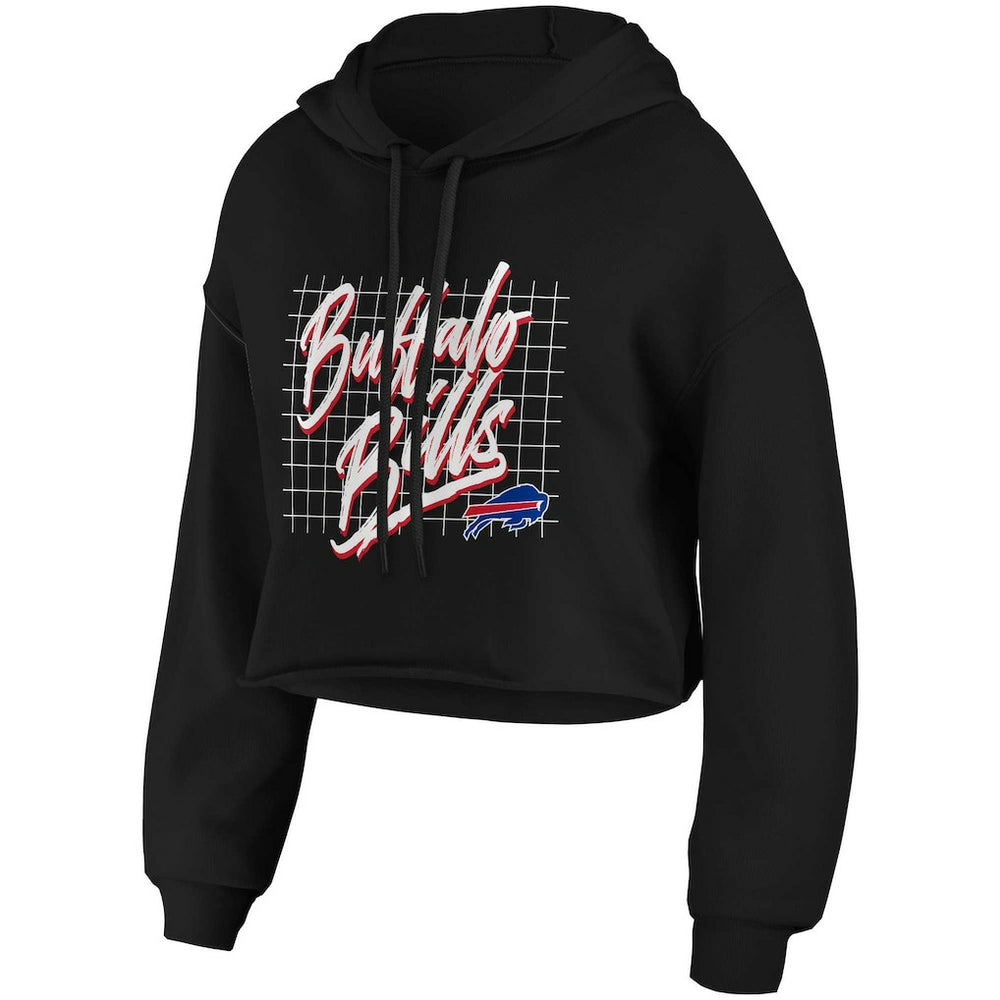 Buffalo Bills WEAR by Erin Andrews Women's Domestic Cropped Pullover Hoodie - Black - NFL