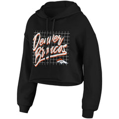 Denver Broncos WEAR by Erin Andrews Women's Domestic Cropped Pullover Hoodie - Black - NFL