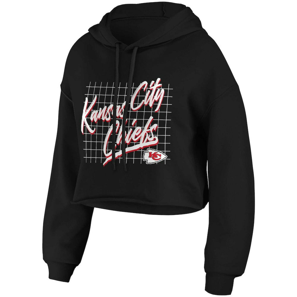 Kansas City Chiefs WEAR by Erin Andrews Women's Domestic Cropped Pullover Hoodie - Black - NFL