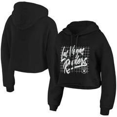 Las Vegas Raiders WEAR by Erin Andrews Women's Domestic Cropped Pullover Hoodie - Black - NFL