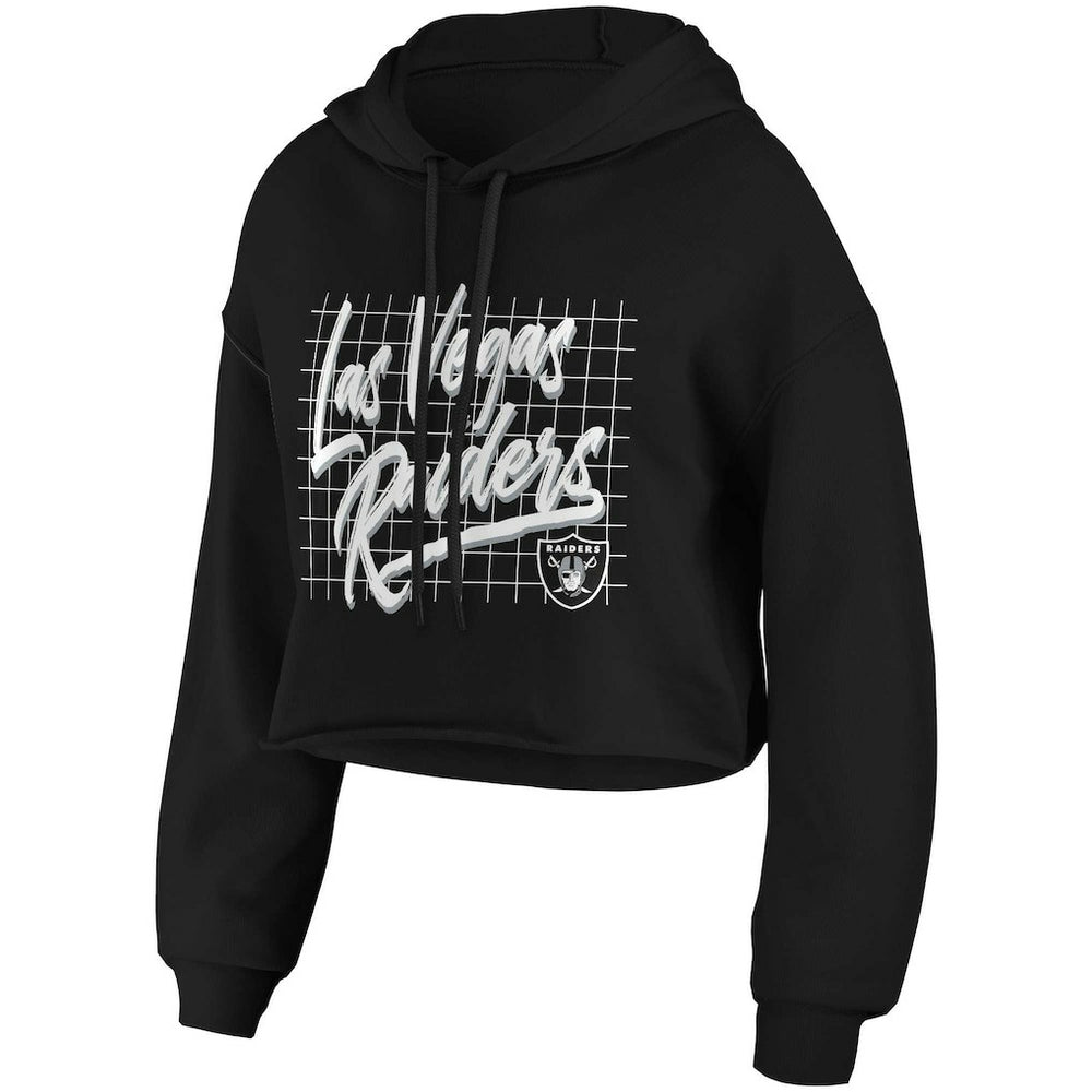 Las Vegas Raiders WEAR by Erin Andrews Women's Domestic Cropped Pullover Hoodie - Black - NFL