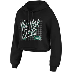 New York Jets WEAR by Erin Andrews Women's Domestic Cropped Pullover Hoodie - Black - NFL