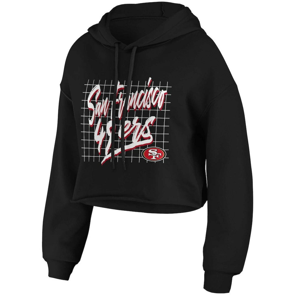San Francisco 49ers WEAR by Erin Andrews Women's Domestic Cropped Pullover Hoodie - Black - NFL