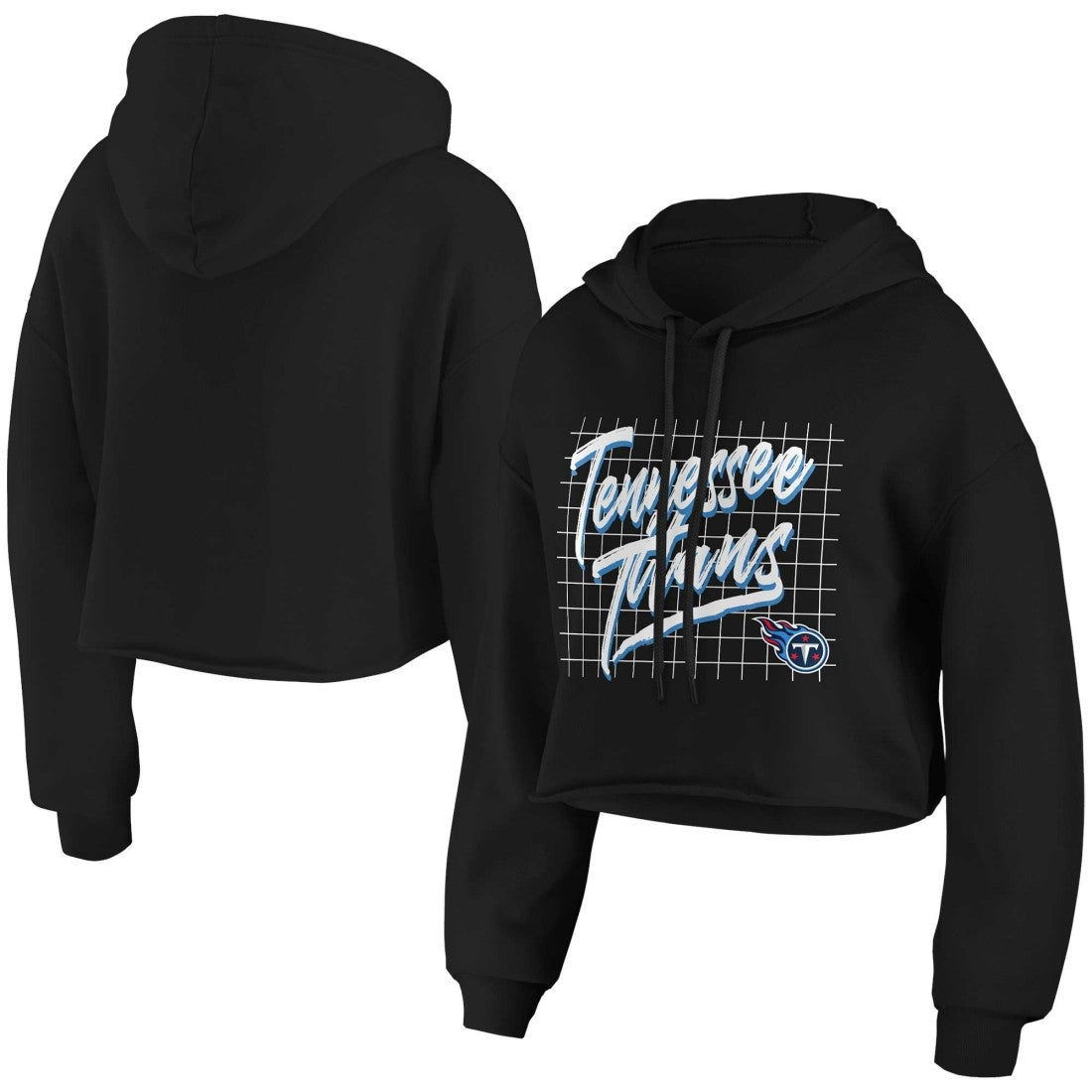 Tennessee Titans WEAR by Erin Andrews Women's Domestic Cropped Pullover Hoodie - Black - NFL