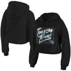 Tennessee Titans WEAR by Erin Andrews Women's Domestic Cropped Pullover Hoodie - Black - NFL