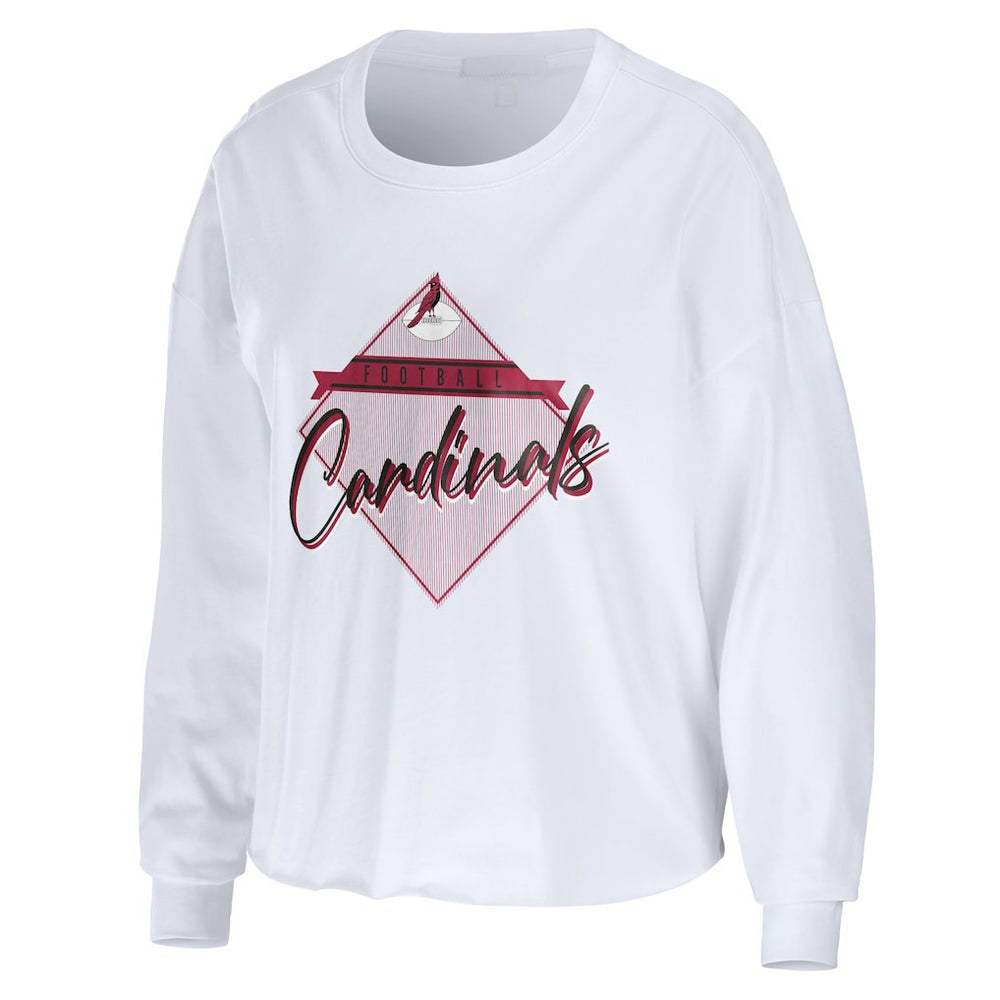 Arizona Cardinals WEAR by Erin Andrews Women's Domestic Cropped Long Sleeve T-Shirt - White - NFL