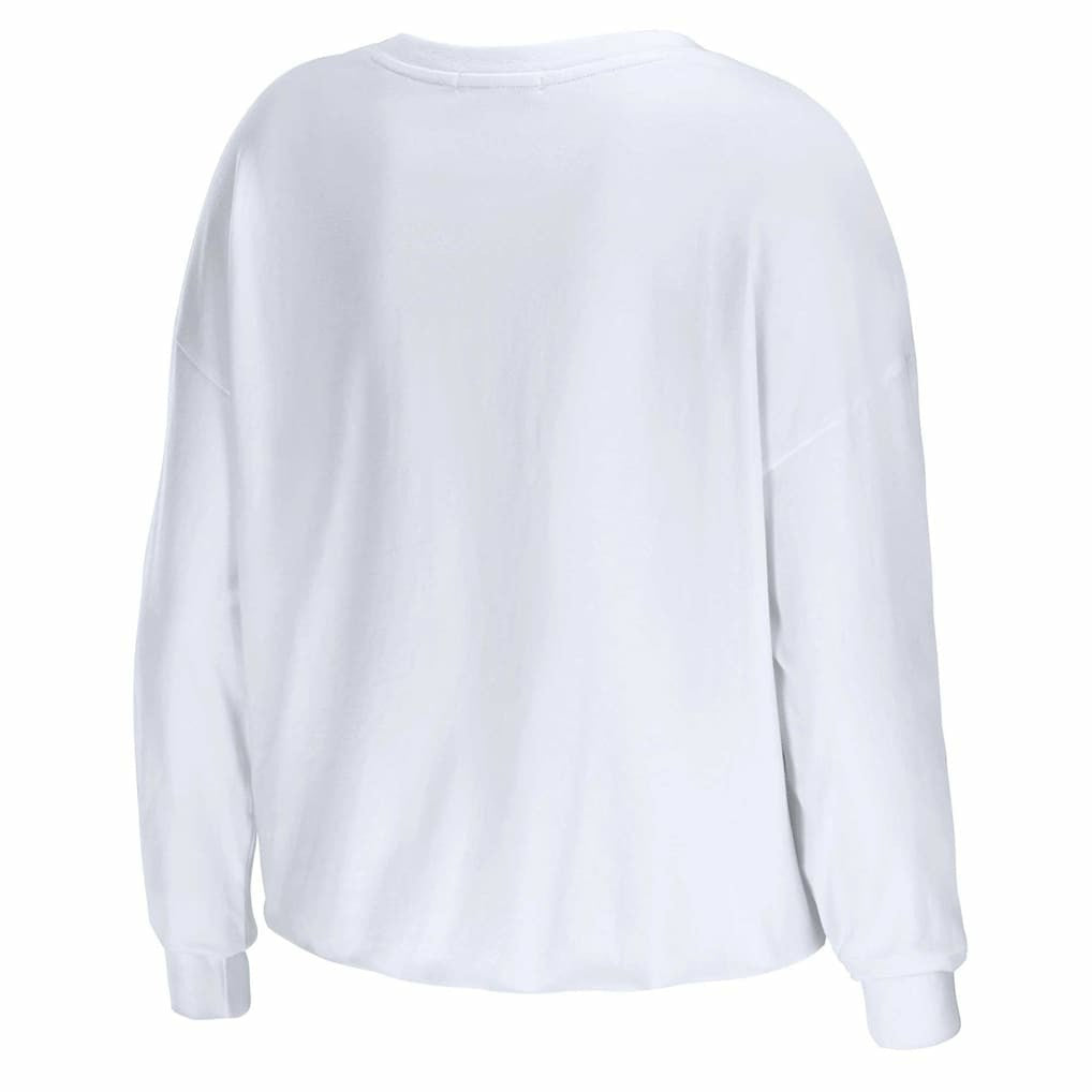 Atlanta Falcons WEAR by Erin Andrews Women's Domestic Cropped Long Sleeve T-Shirt - White - NFL