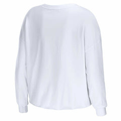 Atlanta Falcons WEAR by Erin Andrews Women's Domestic Cropped Long Sleeve T-Shirt - White - NFL