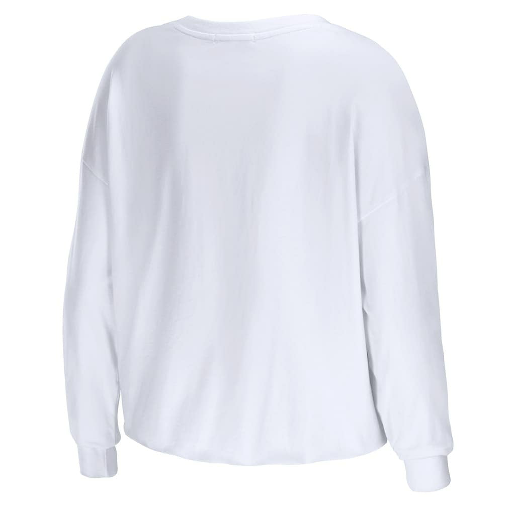 Los Angeles Rams WEAR by Erin Andrews Women's Domestic Cropped Long Sleeve T-Shirt - White - NFL