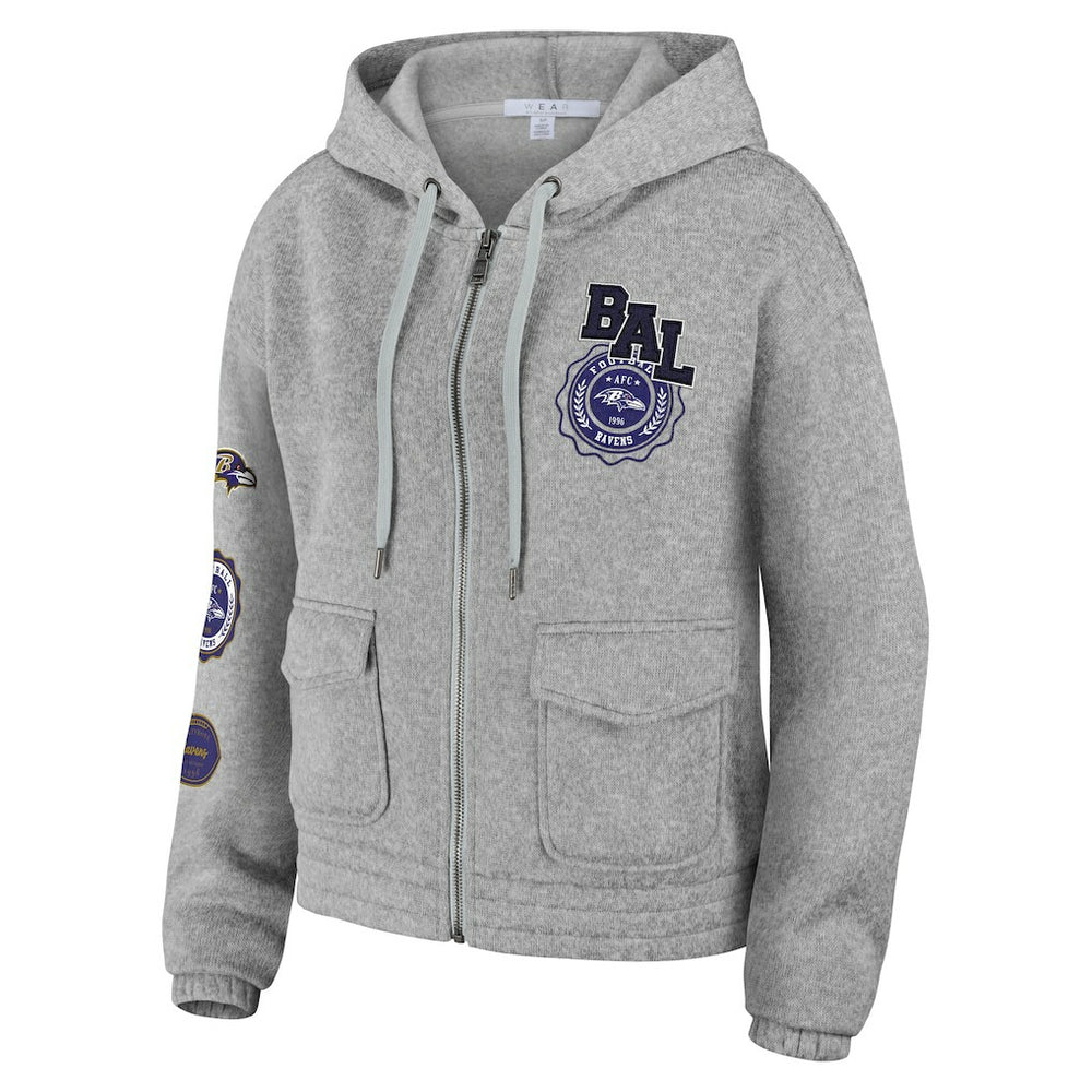 Baltimore Ravens WEAR by Erin Andrews Women's Full-Zip Hoodie - Heather Gray - NFL