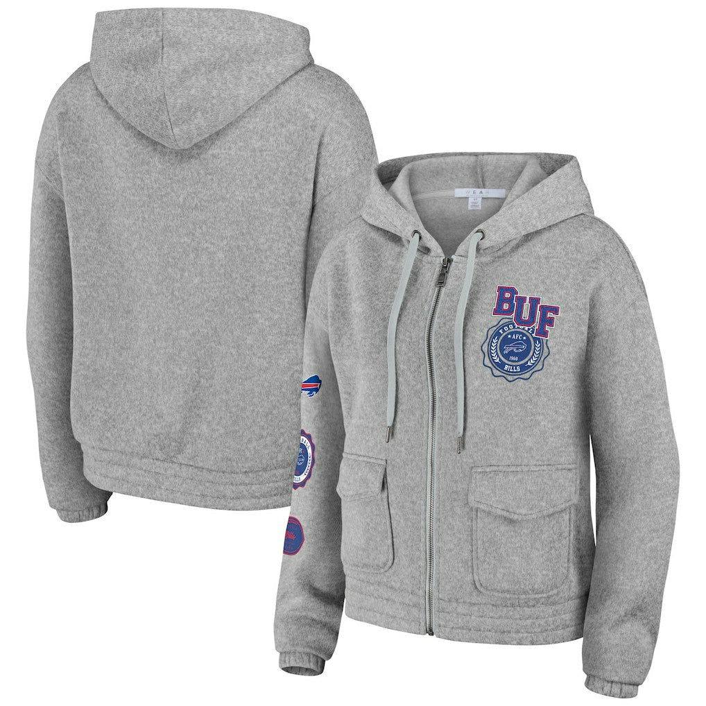 Buffalo Bills WEAR by Erin Andrews Women's Full-Zip Hoodie - Heather Gray - NFL