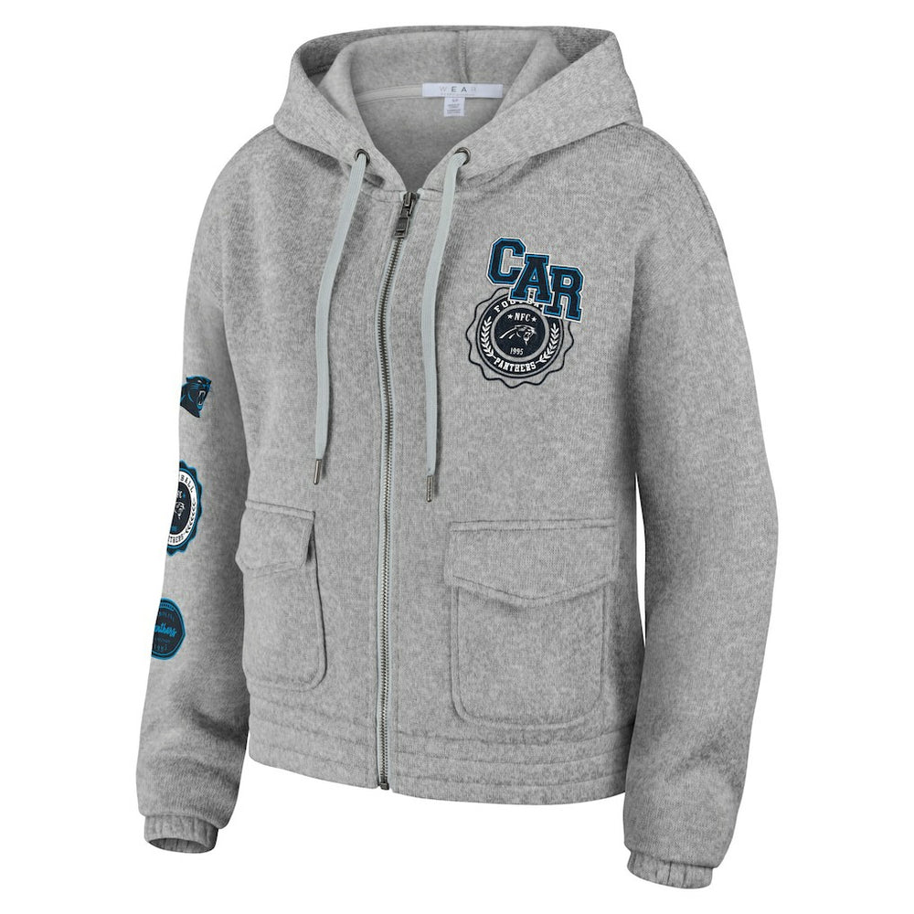 Carolina Panthers WEAR by Erin Andrews Women's Full-Zip Hoodie - Heather Gray - NFL