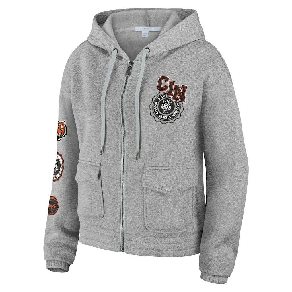 Cincinnati Bengals WEAR by Erin Andrews Women's Full-Zip Hoodie - Heather Gray - NFL