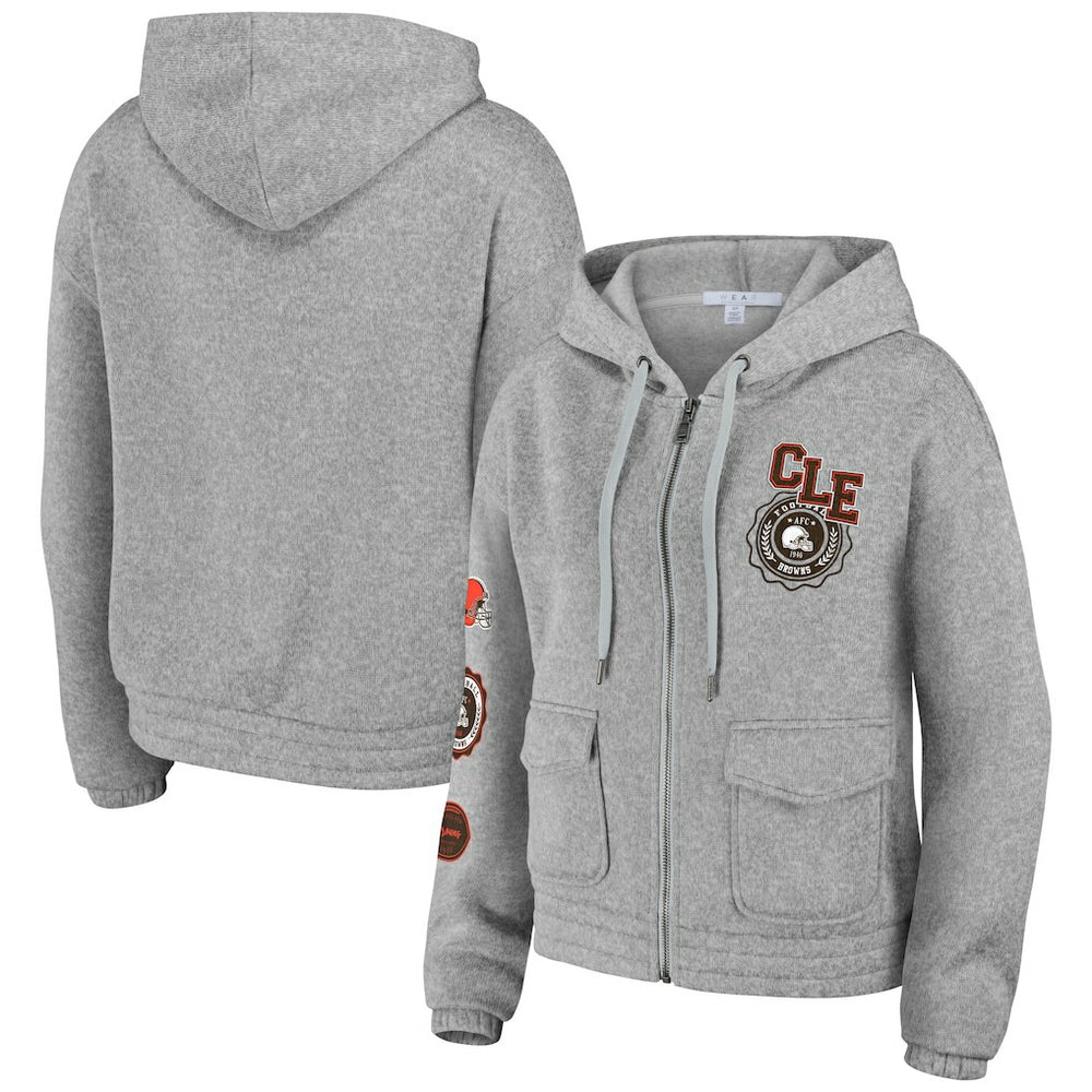 Cleveland Browns WEAR by Erin Andrews Women's Full-Zip Hoodie - Heather Gray - NFL