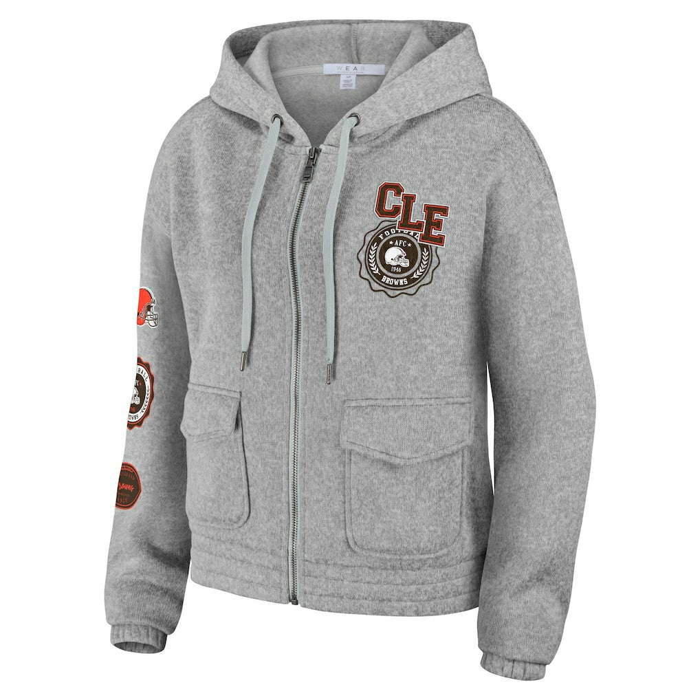 Cleveland Browns WEAR by Erin Andrews Women's Full-Zip Hoodie - Heather Gray - NFL