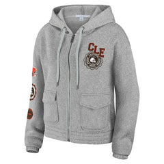 Cleveland Browns WEAR by Erin Andrews Women's Full-Zip Hoodie - Heather Gray - NFL