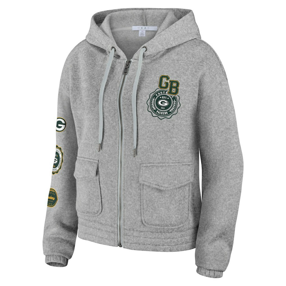Green Bay Packers WEAR by Erin Andrews Women's Full-Zip Hoodie - Heather Gray - NFL