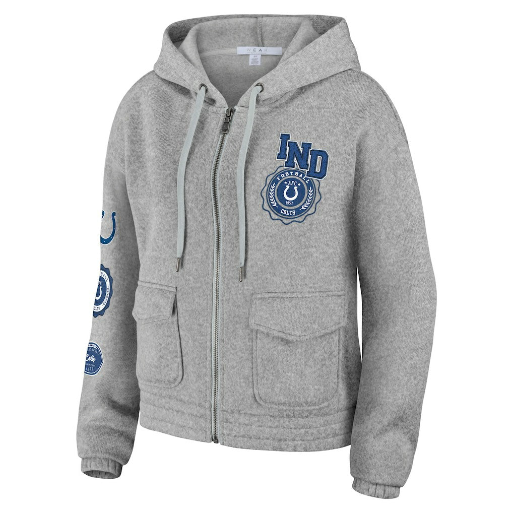 Indianapolis Colts WEAR by Erin Andrews Women's Full-Zip Hoodie - Heather Gray - NFL