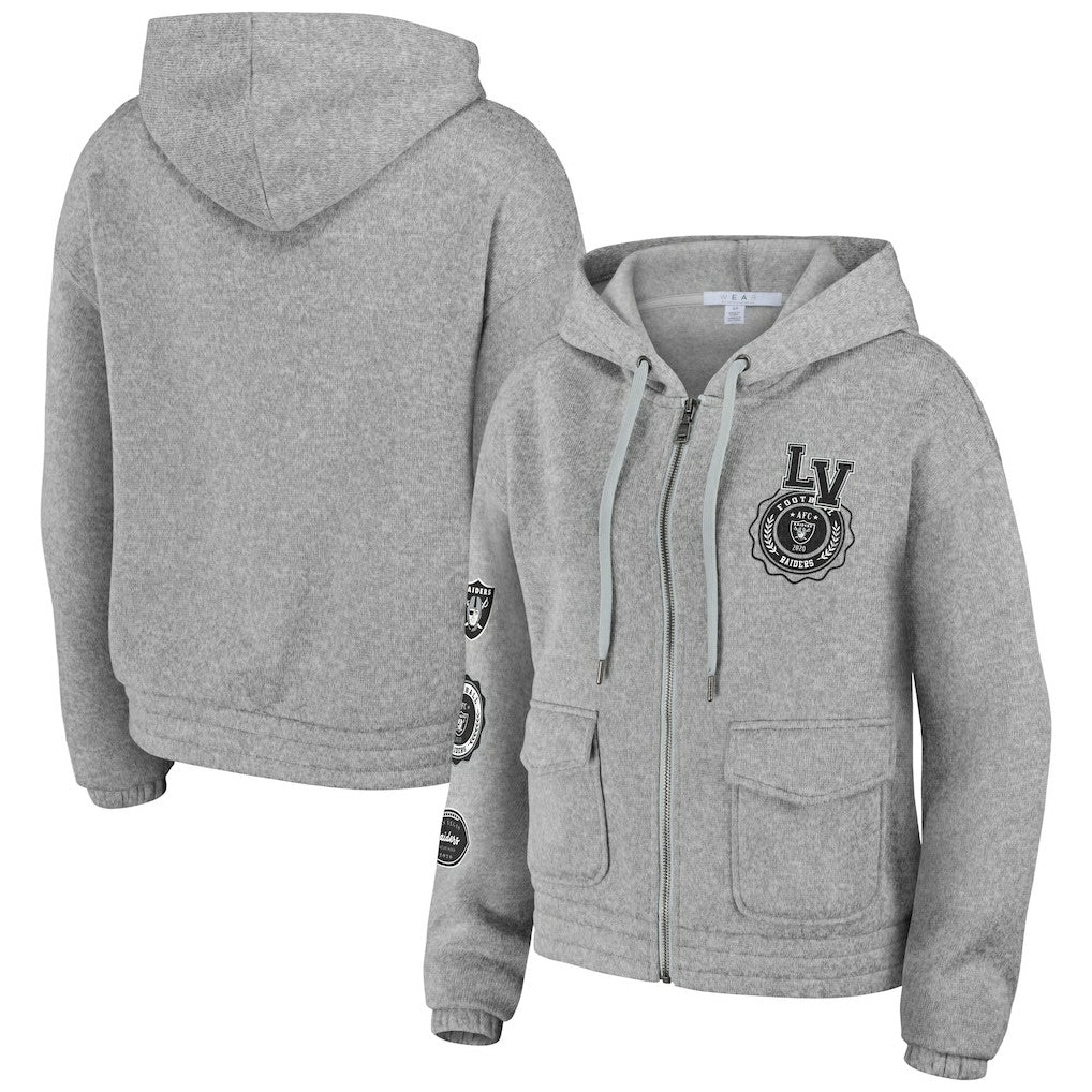 Las Vegas Raiders WEAR by Erin Andrews Women's Full-Zip Hoodie - Heather Gray - NFL