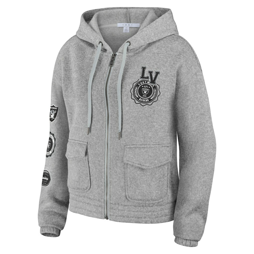 Las Vegas Raiders WEAR by Erin Andrews Women's Full-Zip Hoodie - Heather Gray - NFL