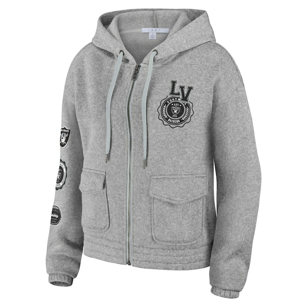 Las Vegas Raiders WEAR by Erin Andrews Women's Full-Zip Hoodie - Heather Gray - NFL
