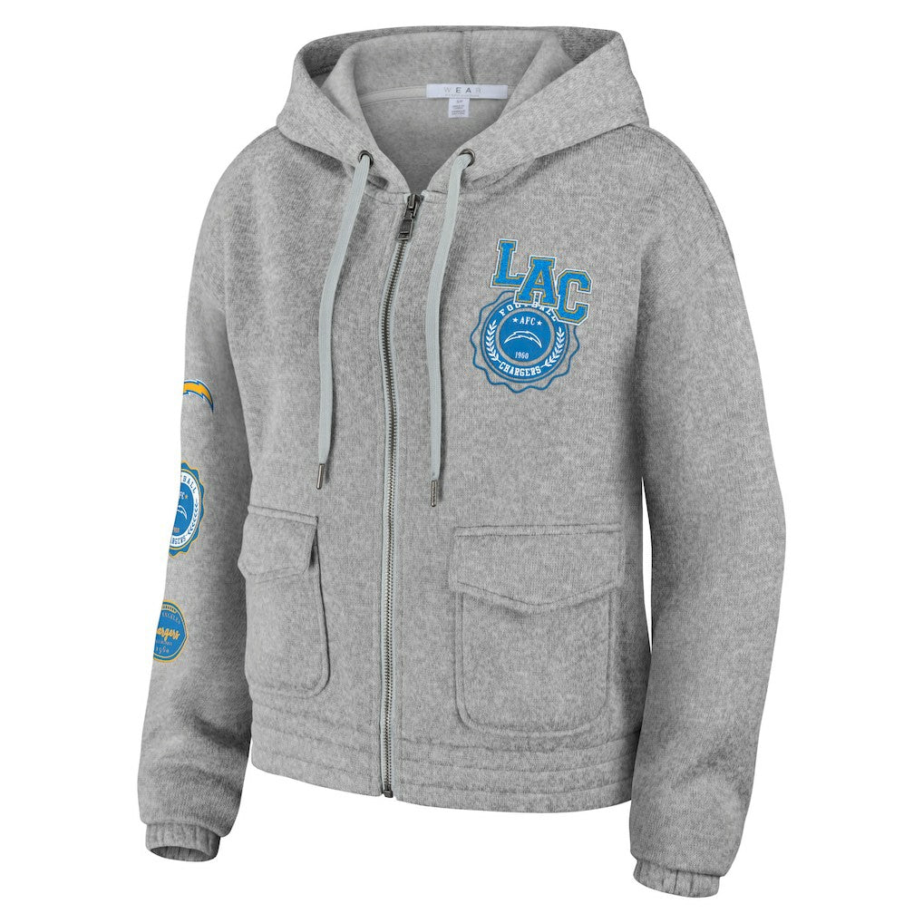 Los Angeles Chargers WEAR by Erin Andrews Women's Full-Zip Hoodie - Heather Gray - NFL