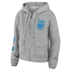 Los Angeles Chargers WEAR by Erin Andrews Women's Full-Zip Hoodie - Heather Gray - NFL