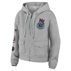 New England Patriots WEAR by Erin Andrews Women's Full-Zip Hoodie - Heather Gray - NFL