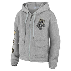 New Orleans Saints WEAR by Erin Andrews Women's Full-Zip Hoodie - Heather Gray - NFL