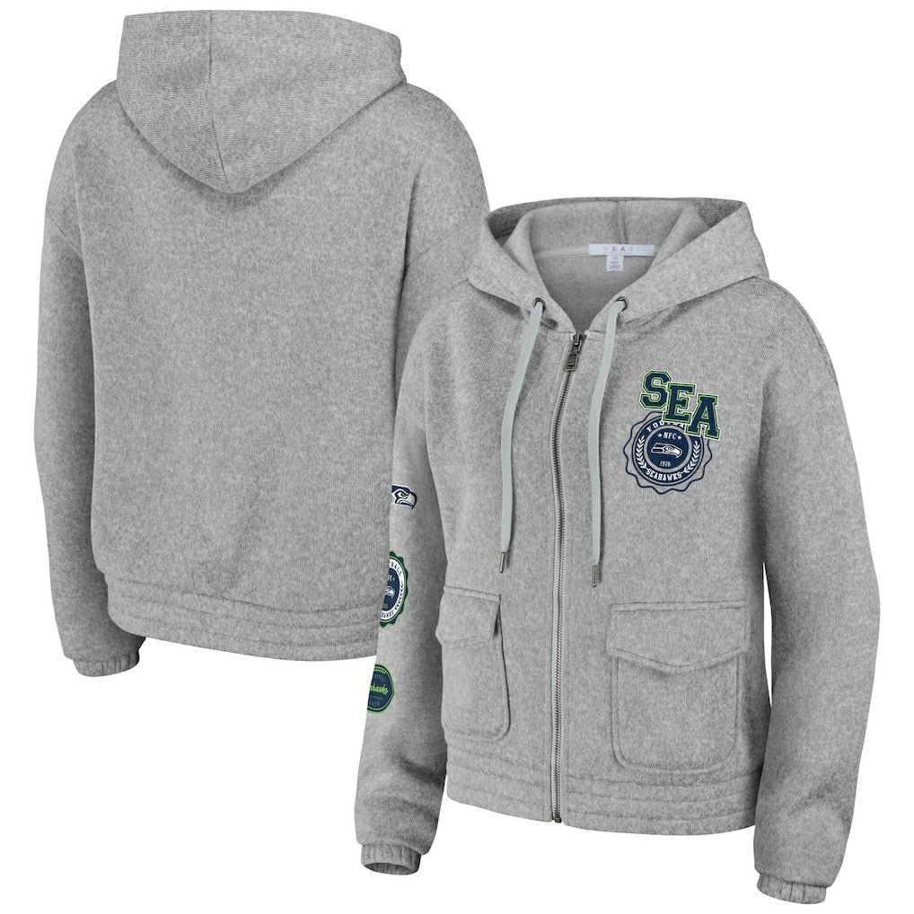 Seattle Seahawks WEAR by Erin Andrews Women's Full-Zip Hoodie - Heather Gray - NFL