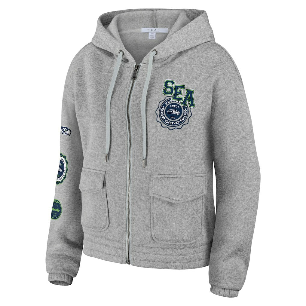 Seattle Seahawks WEAR by Erin Andrews Women's Full-Zip Hoodie - Heather Gray - NFL