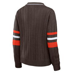 Cleveland Browns WEAR by Erin Andrews Women's Throwback V-Neck Sweater - Brown - NFL